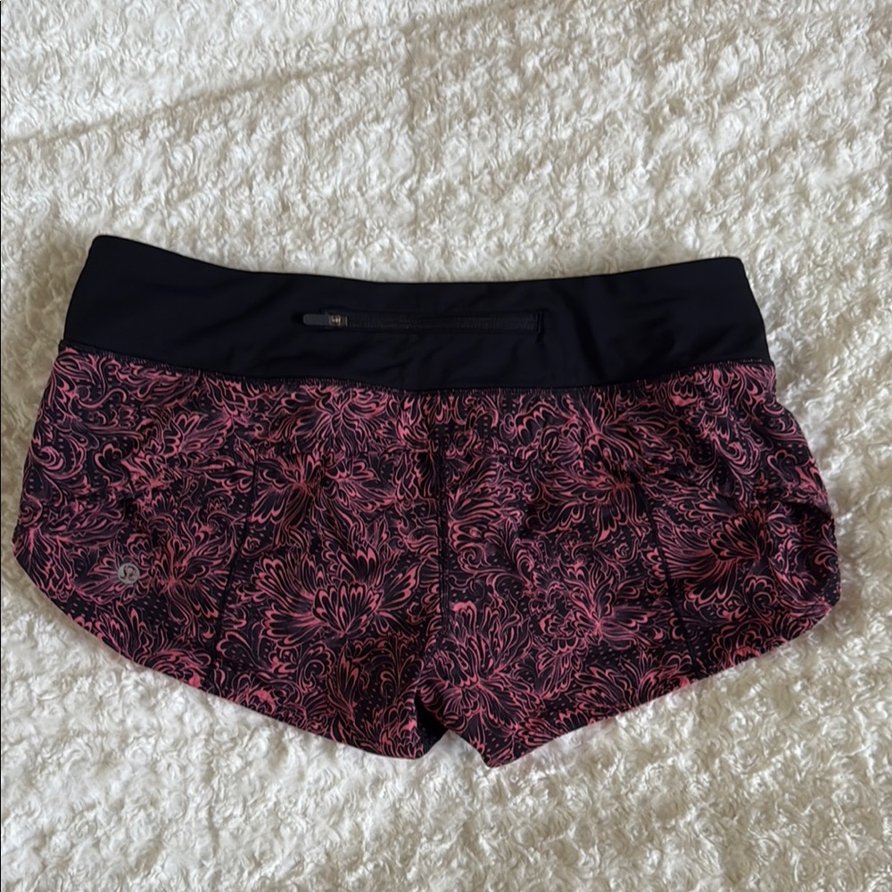 NWOT Lululemon Black and Pink Floral Athletic Shorts - Picture 2 of 2